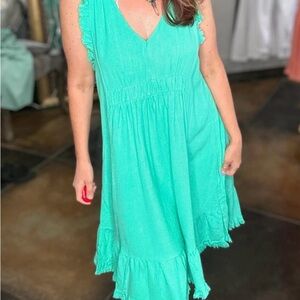 Umgee Aqua Midi Dress with Ruffle Details